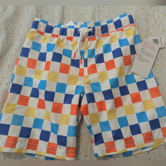 Old Navy Other - Old Navy Boys Colorblock Check Swim Trunks - Blue, Yellow, Orange, White